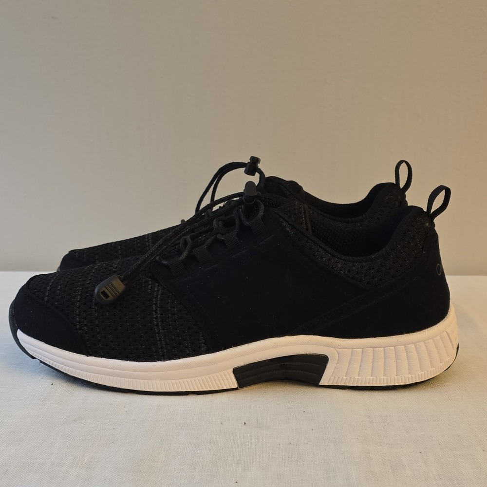 Orthofeet 849 Women's Black White Mesh Bungee Lace Up Wide 11 D Low Top Sneakers